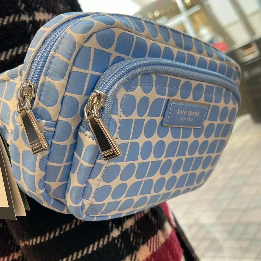 Kate Spade Noel Jacquard Belt Bag Astral Blue NWT